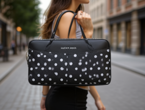 Portafoglio da donna con chiusura a zip, motivo a pois grandi, in microfibra e similpelle, stile classico, per tutte le stagioni - Product Image 2