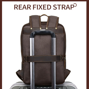Retro Men's <b>Backpack</b> Coffee Brown Large Capacity Laptop <b>Compartment</b> Leisure Travel - Product Image 2