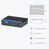 Mini PC industriel embarqué sans ventilateur X86 sur rail DIN, 14e génération, Ultra 5-125U, 2 ports LAN, pour applications IA en usine