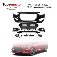 Topzonauto pour Hyundai Accent 2018 2019 2020 2021 2022, kit de couvre-pare-chocs avant compatible avec la calandre supérieure et inférieure et les feux antibrouillard
