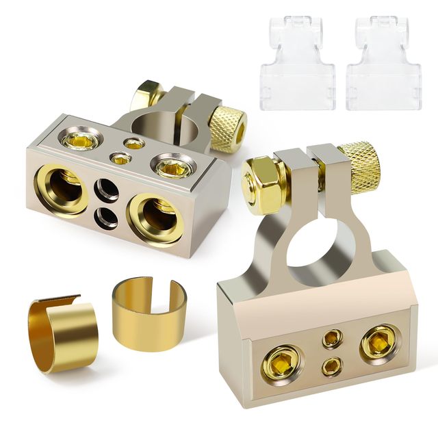 Universal Battery Terminal Connectors Heavy Duty 0/4/8/10 Gauge Battery Terminals with Protective Cover Shims for Car Boat