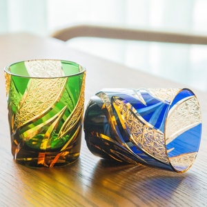 Gobelet en verre à whisky <span class=keywords><strong>Edo</strong></span> Kiriko de 240 ml coupé à la main pour effacer la tasse à boire de couleur ambre - Product Image 5