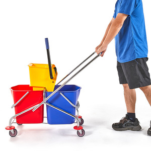 Xinmeida Double <b>Bucket</b> Cleaning Cart With Squeezer 4 Wheels <b>Mop</b> <b>Bucket</b> For Floor Cleaning - Product Image 2
