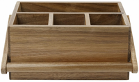 Organisateur multifonctionnel et peu encombrant en bois d'acacia moderne, à grain naturel, écologique, avec poignée, pour ustensiles de cuisine - Meilleures ventes