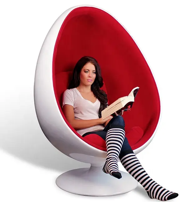 Living room furniture modern customized FRP leisure swivel chair with cushion oval egg chair