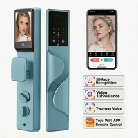 Serrure de porte en bois sans clé avec interphone en temps réel, caméra de reconnaissance palmaire, empreinte digitale intelligente, reconnaissance faciale numérique et données cloud