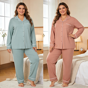 कस्टम लंबी आस्तीन बांस पजामा के कैजुअल प्लस आकार की महिला पजामा ने महिलाओं के स्लीवियर को ज्यादा आकार दिया - Product Image 5