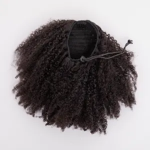 Burmese Afro Curly Drawstring Ponytail Indian Raw Virgin Human Hair 10-30inches Wholesale