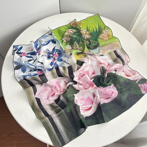 Women's Cotton Scarf Oil Painting Style 100% Cotton Spring 2026 Neck <b>Wrap</b> <b>Shawl</b> Fashion Elegant Light Luxury - Product Image 2