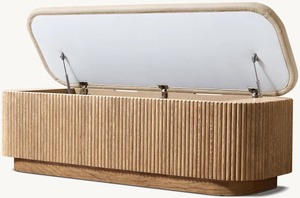 RH White <strong>Oak</strong> Vertical Pattern <strong>Storage</strong> Bed End <strong>Bench</strong> - Product Image 6