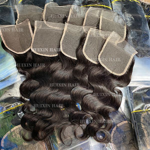 批发供应商柬埔寨印度巴西接发; 生vrigin人发丝滑直体波4x4高清蕾丝封口 - Product Image 1