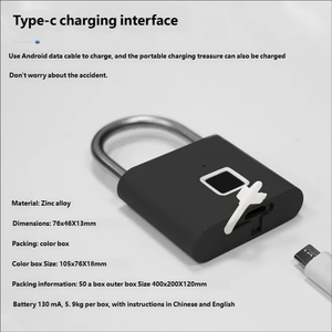 Cadenas intelligent à empreinte digitale avec logo personnalisé, en alliage <span class=keywords><strong>de</strong></span> zinc, rechargeable par USB, pour casiers <span class=keywords><strong>de</strong></span> gym, <span class=keywords><strong>de</strong></span> sport, d'école et <span class=keywords><strong>de</strong></span> personnel - Product Image 4