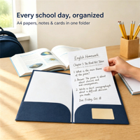Porte-documents A4 en carton gaufré écologique personnalisé avec fentes pour cartes de visite, idéal pour l'école