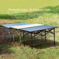 Table pliante d'extérieur réglable en hauteur en alliage d'aluminium, style glamping, portable, pour pique-nique, camping, mobilier d'extérieur léger