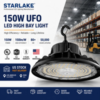 Lámpara Industrial UFO de Aluminio para Techos Altos, 5000K, 150W/240W, 36000LM, 150LM/W, IP65, Montaje con Gancho, Regulable 0-10V, OEM, 5 Años de Garantía, Stock en EE. UU.