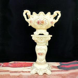 Vase en céramique de style européen, colonne romaine, ornements pour le salon, décoration de la maison, vase pour le hall d'hôtel, fleur artificielle - Product Image 1