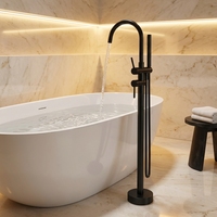 Robinet de luxe pour hôtel, mitigeur eau chaude et froide à jet de pluie, avec cartouche céramique, pour baignoire autoportante, en acier inoxydable 304