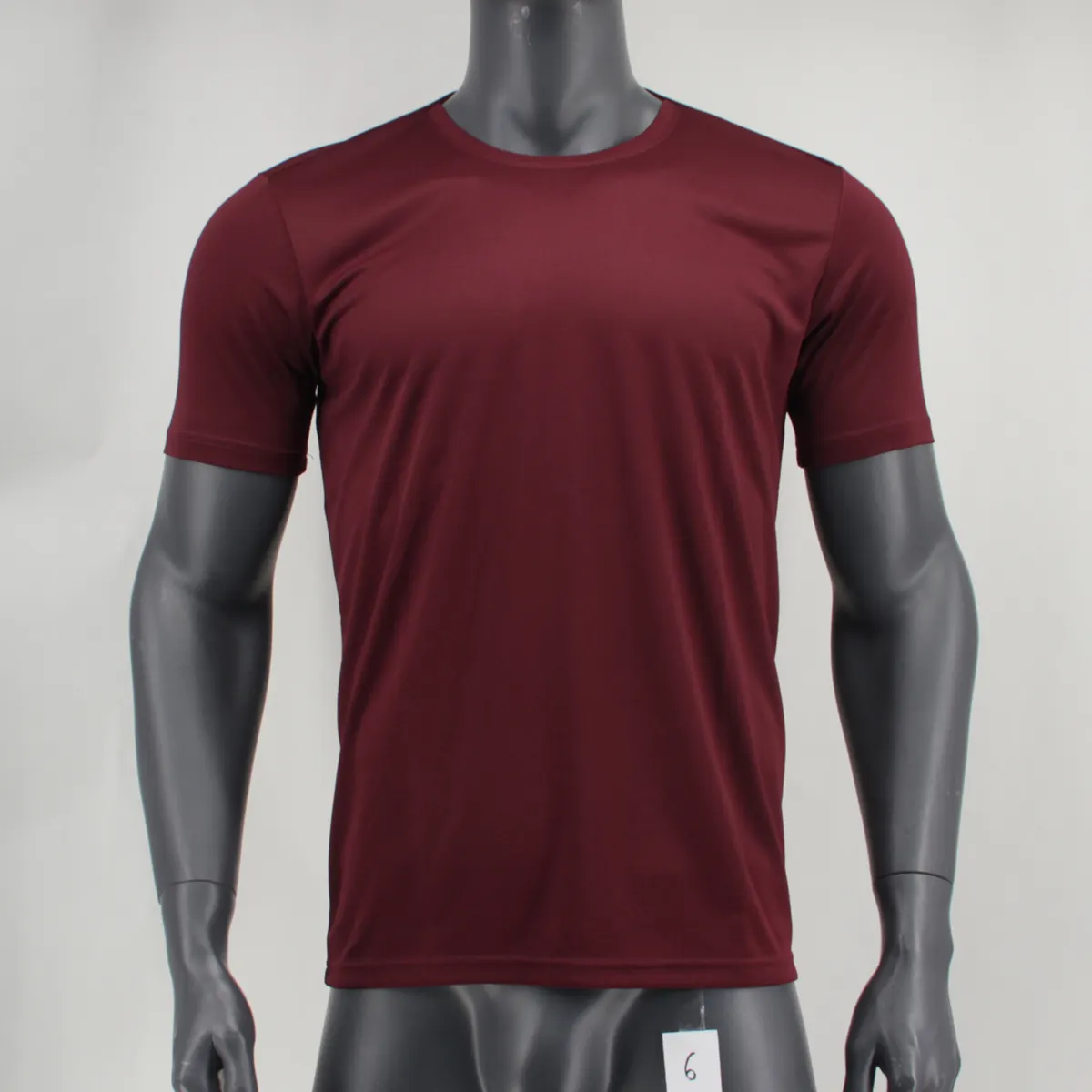 Unisex Crew Neck Running T-Shirt - Maroon [Recycled Polyester], colored by Drydye, made in Thailand [123gm/m2] S-2XL