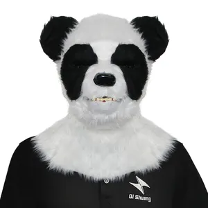 Natale Halloween realistico festa pelosa bocca aperta orso copricapo Cosplay divertente realistico animale maschera integrale