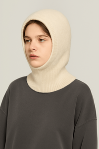 無地カラー デイリーウィンター 暖かいプラッシュ素材 ゆったりニット 100% GCSカシミヤ、ベルベット仕上げ バラクラバ 日常の屋内外用 - Product Image 3