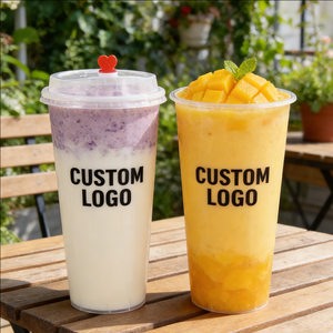 Gobelets en plastique jetables transparents givrés pour thé au lait et bubble tea avec paille, capacité 500 ml - Product Image 5