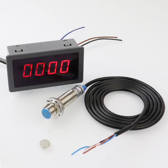 Digital Tachometer With Hall Sensor Speed Meter Speedometer Tachometer 0.56 Inch LED Display