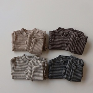 Ropa de dormir de invierno para niños y niñas, <span class=keywords><strong>pijamas</strong></span> personalizados de manga larga a rayas, 100% de algodón - Product Image 2