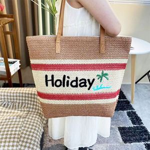 Sacs fourre-tout en paille écologiques grande capacité, sac de plage d'été pour les voyages en plein air et le shopping - Product Image 5