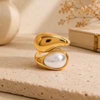 Bague géométrique plaquée or 18 carats pour femme, bagues de fiançailles, design ouvert et épais, bijoux de mariage et de fête, vente en gros