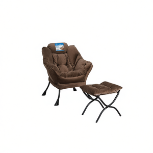 Db Modern Cotton <b>Lounge</b> <b>Chair</b> Steel Frame Cushion Back Manual Recliner Living Room Furniture - Product Image 1