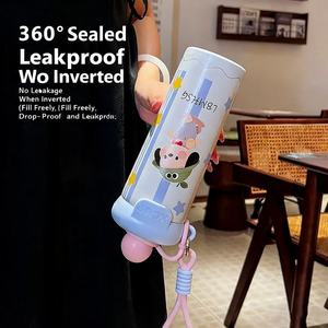 Gobelet isotherme 2026 en acier inoxydable 316 à double paroi, motif animal <span class=keywords><strong>de</strong></span> dessin animé mignon, avec paille et corde portable, cadeau d'affaires - Product Image 4
