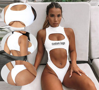 Modieus Merk Hete Vrouwen Meisjes Strandkleding Hoge Hals Push-Up Badmode Eendelig Badpak Bikini