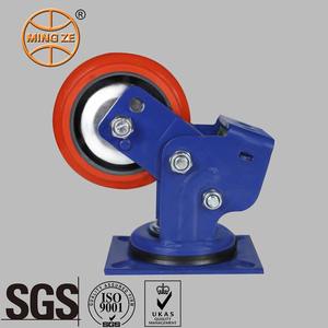Mingze 8 polegadas PU Núcleo de Ferro Fundido Primavera Rodízio Rígido Rodas Heavy Duty Absorção de Choque para Mecânico Auto Equipamento <span class=keywords><strong>1</strong></span> Ano - Product Image 2