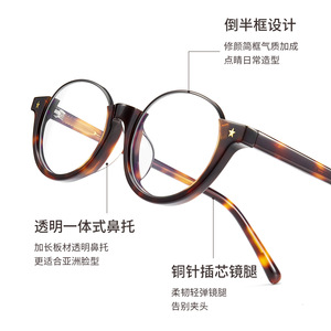 Gafas de acetato con media montura ovalada y diseño peculiar para mujer, lentes de resina anti UV YLC0812 Danyang - Product Image 3