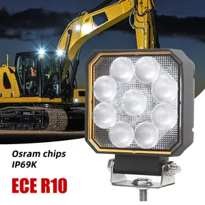 4,5 polegadas trator farol 9 diodos inundação quadrado Theavy equipamento caminhão LED trabalhando luz