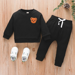 Algodão orgânico Rib <span class=keywords><strong>Kids</strong></span> Set Eco Friendly <span class=keywords><strong>Kids</strong></span> Boy Tricô Custom Children Sweatsuit Sets Two Piece Knit <span class=keywords><strong>Kids</strong></span> Jogger Sets - Product Image 2