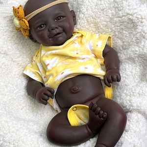 Realistische 17 Zoll schwarze Haut Baby Girl <span class=keywords><strong>Dolls</strong></span> Custom ized <span class=keywords><strong>Black</strong></span> Reborn Baby <span class=keywords><strong>Dolls</strong></span> Schwarzes Mädchen Silikon puppe - Product Image 1