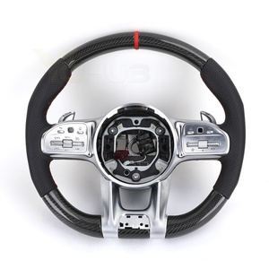 Volante Personalizado de Media Piel y Fibra de Carbono para Mercedes Benz W204 W205 C300 GLC X253 C253 W211 W212 W213 W221 W222 E63 AMG - Product Image 1