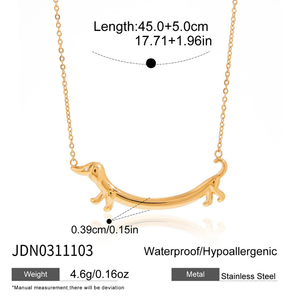 Collana con Ciondolo Trendy per Donna in Acciaio Inossidabile Placcato Oro 18K con Strass a Forma di Gatto o Cane - Product Image 6