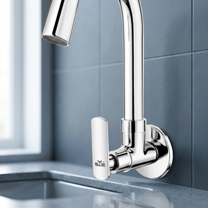 Durable Zinc Alloy Sink Cock Wall Mounted Swivel Spout <b>Kitchen</b> Tap Rotating Water Control Valve for Heavy Duty Plumbing - Product Image 2
