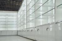 ONI Shopfitting Affichage commercial moderne minimaliste Optimiser l'expérience vitrine de marchandises LED Transparent Commercial
