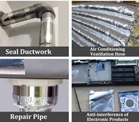 Ruban de feuille d'aluminium argenté, étanchéité et rapiéçage, barrière contre l'humidité, conduits d'air, panneaux de revêtement en mousse, isolation, réparation de métaux
