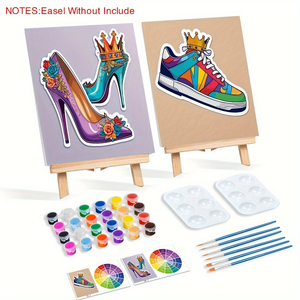 2pcs Pre-Drawn <strong>Canvas</strong> Painting Kits DIY Handmade <strong>Framed</strong> <strong>Printed</strong> <strong>Canvas</strong> for Adults Party Sip Paintings for Gift or Decor - Product Image 1