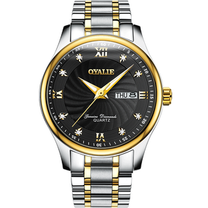 Montre à quartz classique de luxe pour homme, en acier inoxydable, avec diamants, étanche, cadran de 40 mm, bracelet de 22 mm, affichage de la semaine Miyota, Relojes Hombre - Product Image 1
