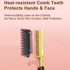 Peine Eléctrico Caliente para Alisar el Cabello, <span class=keywords><strong>Cepillo</strong></span> Calentador, <span class=keywords><strong>Cepillo</strong></span> para Barba para Hombres, Herramientas de Peinado para Cabello Seco y Húmedo - Product Image 6