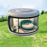 Mini-cabine préfabriquée mobile, capsule spatiale, mini-maison conteneur ronde en verre préfabriquée