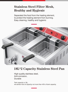 Thép Không Gỉ Thương Mại Điện Nồi Chiên Sâu Đôi Tank Công Nghiệp Gas Khoai Tây Chiên Máy Cho Gà <span class=keywords><strong>Kfc</strong></span> Khoai Tây Chiên - Product Image 4