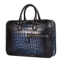 Nouveauté Sacoche pour ordinateur portable en cuir d'alligator et de crocodile de haute qualité, patine personnalisée pour hommes