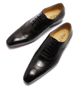 รองเท้าหนังอิตาลีสีดำแบบผูกเชือกของ Felix Chu รองเท้าหนังกลับ Brock สำหรับผู้ชาย - Product Image 1