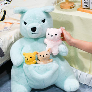 Canguro personalizado de felpa azul para bebé, con bolsa interior para bebés, juego de animales de peluche suaves para niña y niño - Product Image 4